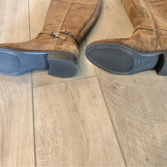 ✨SOLD✨New Suede Tan Leather Upper Knee High Riding Boots - Picture 7 of 9